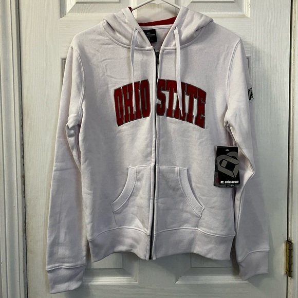 Ohio State Buckeyes Women's Arched Name Full-Zip Hoodie - White - Picture 3 of 5